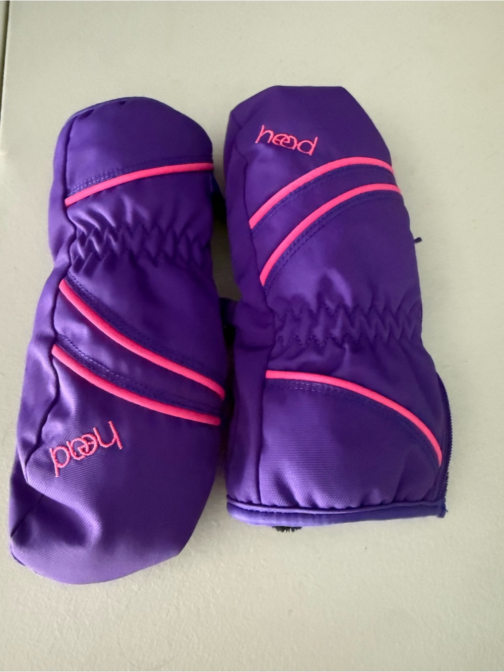 Head Purple Mittens with Pink Accents